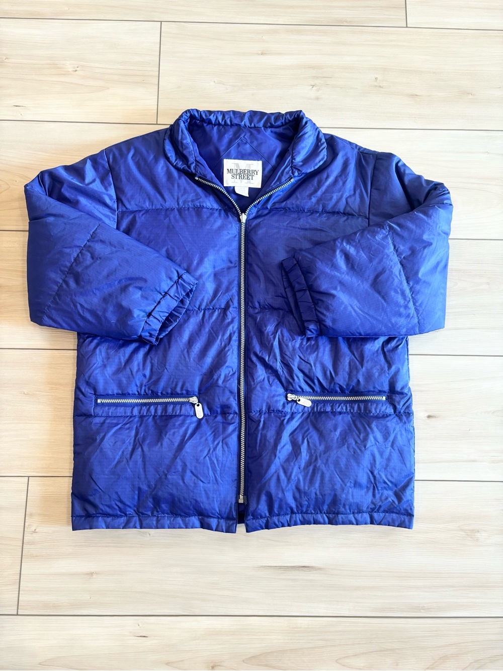 Mulberry Street Designer Outdoor Snow Ski Women's Blue Puffer Full Zip Jacket